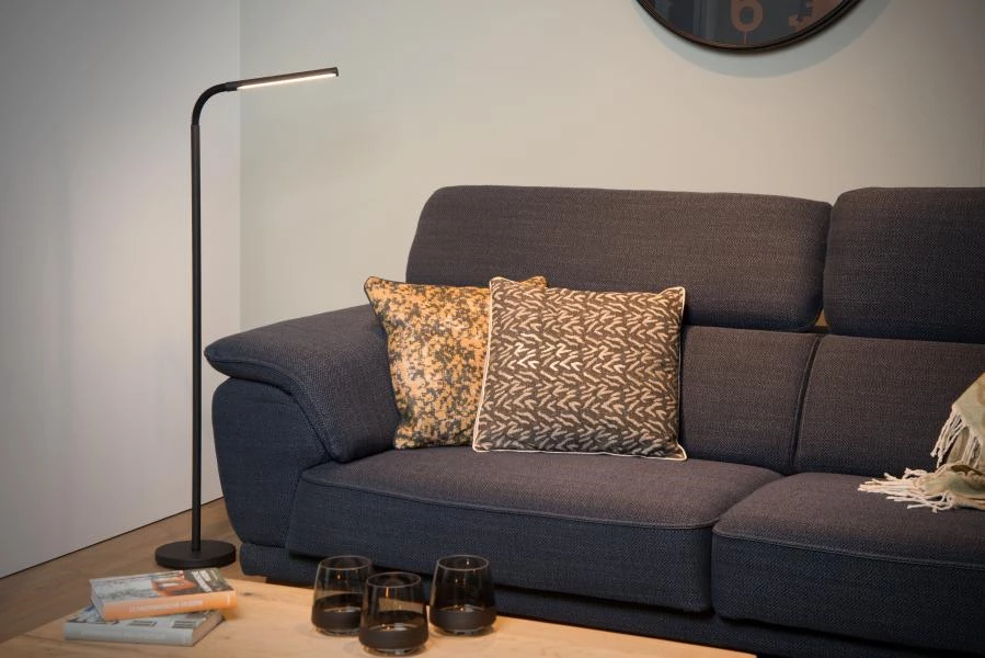 Lucide GILLY - Floor reading lamp - LED - 1x6W 2700K - Black - atmosphere 1